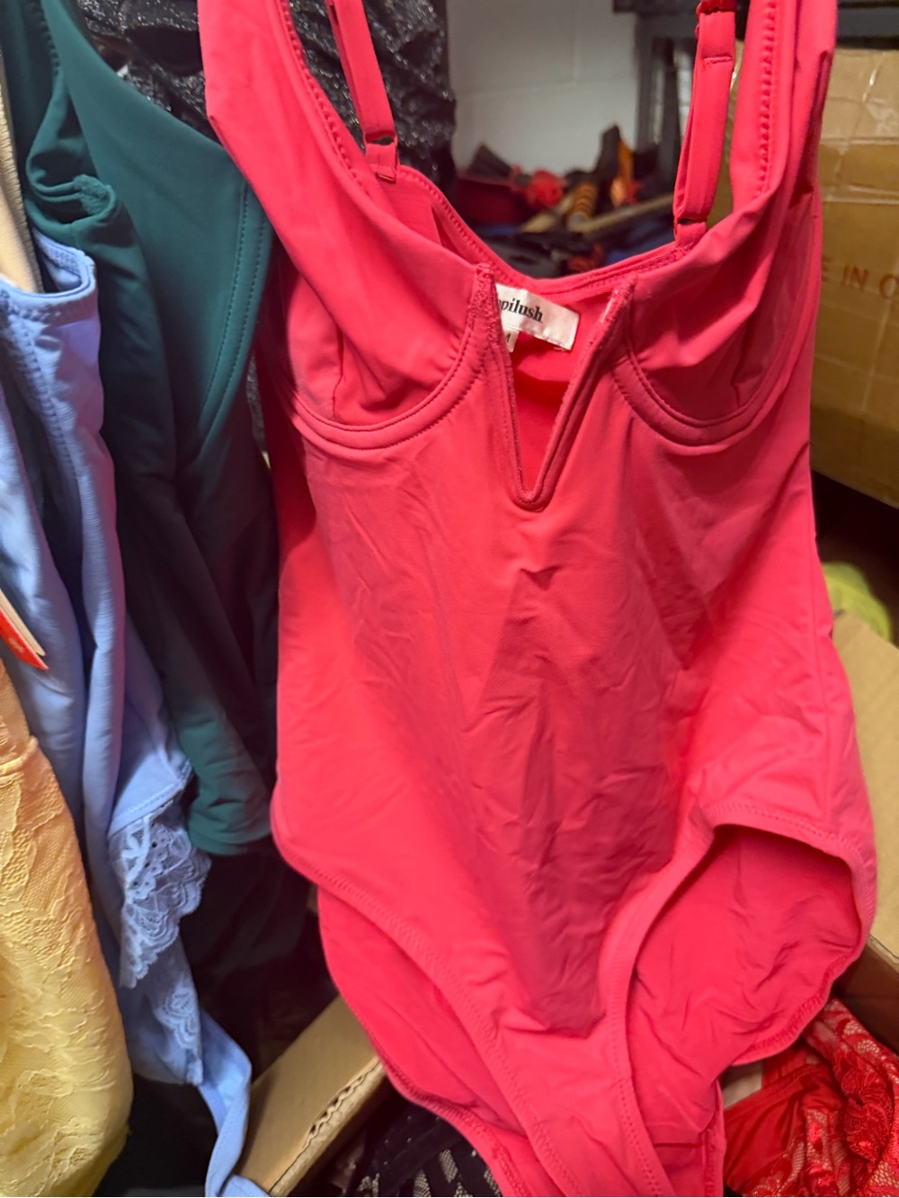 Women's Fuchsia One-Piece Swimsuit - V-Plunge - Picture 5 of 5